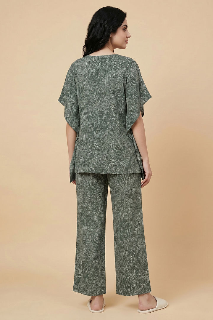 Zivame Woven Kaftan Loungewear Set - Sea Form — image 3